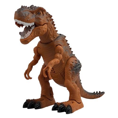 Tiranossauro Rex de Brinquedo que Acende, faz Barulho e Anda à base de Pilhas - Marrom