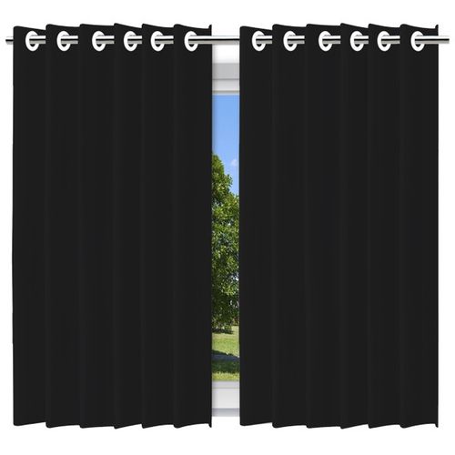 l1li5svhtsi-lg.jpg Cortina Blackout com Forro 2 em 1 Voil Preto com ilhos - 280x180cm