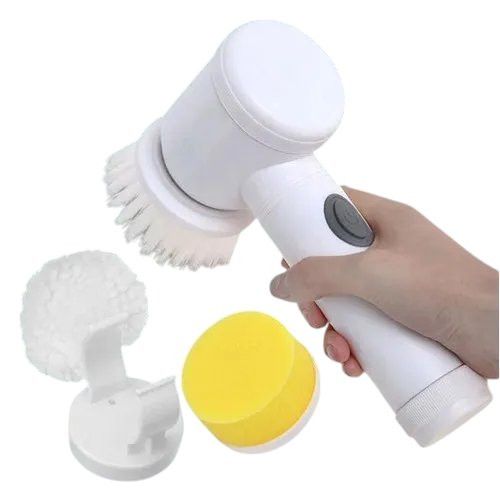 Kit Escova Giratória Multiuso Recarregável Com USB - Branca