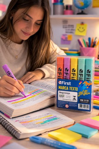 nhd5svj3nnm-lg.jpg Conjunto 4 Marca Texto Glitter Colorida