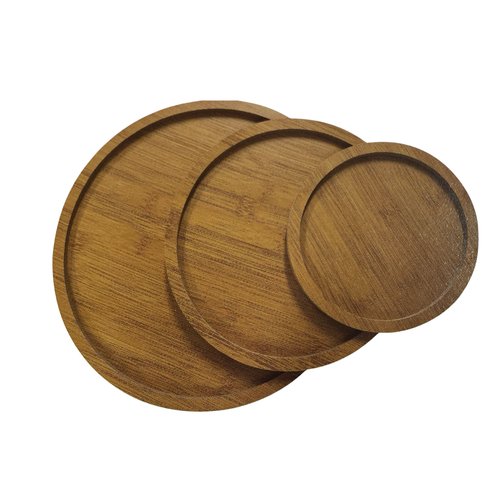 Conjunto com 3 Bandejas Madeira Redondas