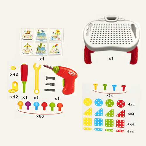 Mesa Criativa Educativa de Montagem com Acessórios