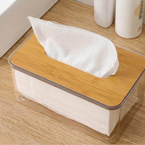 Porta Lenços de Papel com Tampa de Madeira