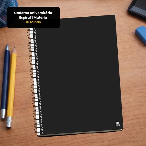 q61myvcgvzq-lg.jpg Caderno Universitário 1 Matéria com 70 Folhas - Preta