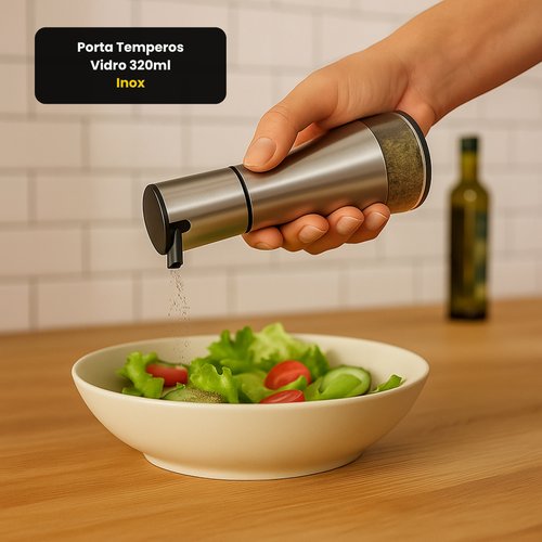 Porta Temperos Vidro 320ml - Inox