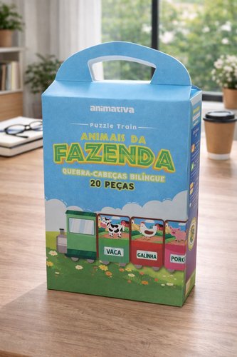 Quebra-Cabeça Bilíngue Animais da Fazenda 20 Peças