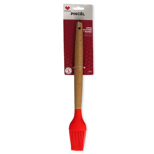 Pincel Cozinha Silicone Cabo de Bambu 27cm
