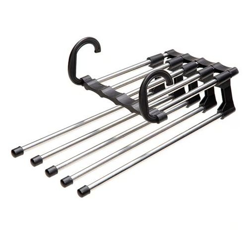 Cabide Para Calças Em Inox Com 5 Divisórias Multifuncional