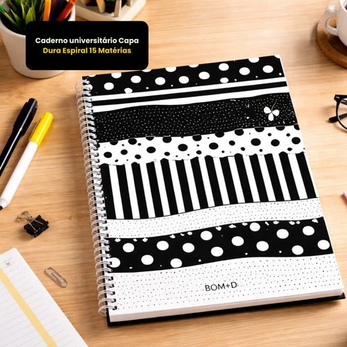 Caderno universitário Capa Dura Espiral 15 Matérias - Sortido