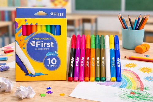 woqj8dvx3b-lg.jpg Conjunto 10 Canetinhas Hidrográficas Laváveis Coloridas Escolares