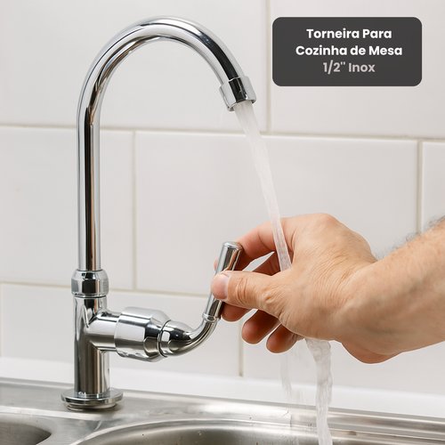Torneira Para Cozinha de Mesa 1/2'' - Inox