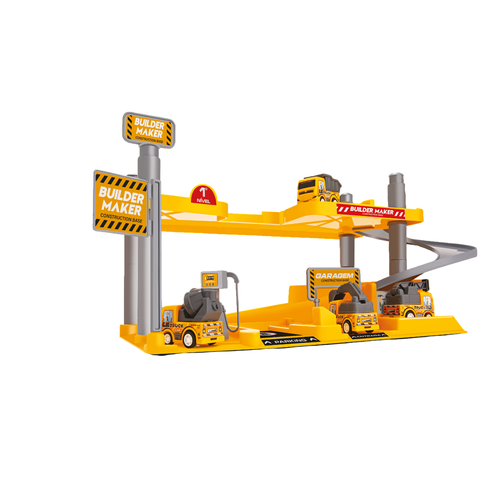 Posto de Construtor com 4 Caminhões