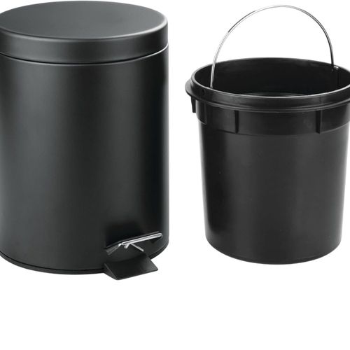Lixeira Redonda com Pedal Multiuso Aço 5 litros - Preto Matte