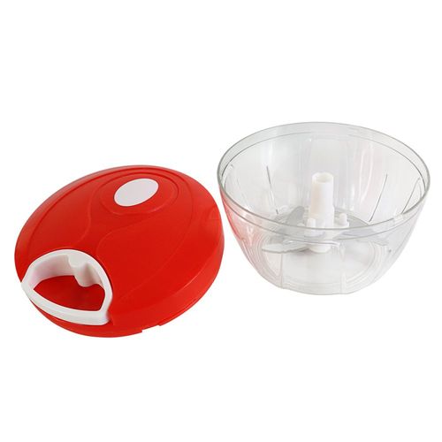 Processador De Alimentos Manual Triturador Com 3 Lâminas 500ml Vermelho