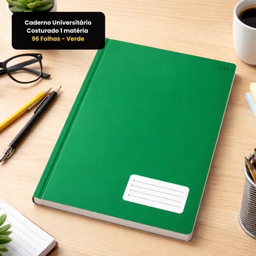 z47ybti5yj-lg.jpg Caderno Universitário Costurado 1 matéria 96 Folhas - Verde
