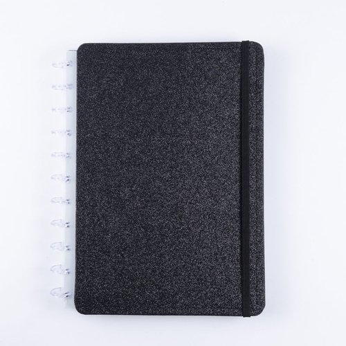 zq6qhuqjrj-lg.jpg Caderno Shine Disco Reposicionável Preto Grande G Capa Dura Disko