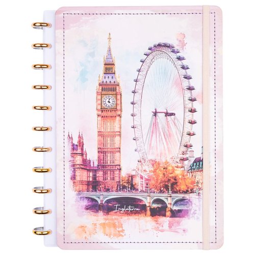 Caderno Inglaterra Grande G Capa Dura Disco Reposicionável Disko