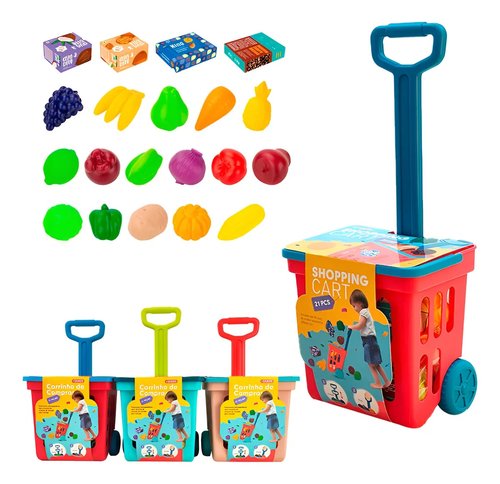 Carrinho Compras 21 Peças Mercado Brinquedo
