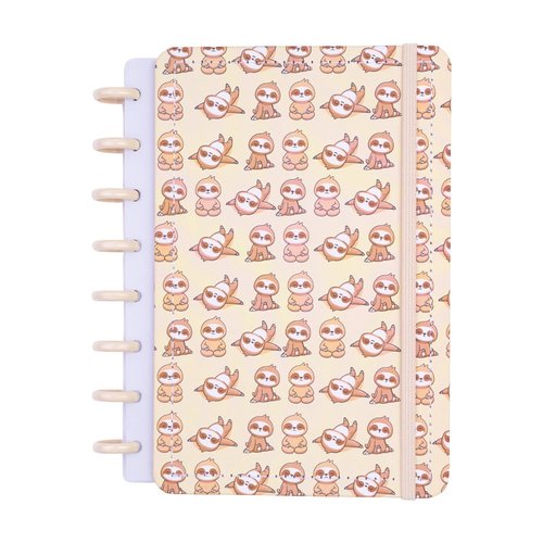 Caderno Disko Preguiças P Pequeno Capa Dura Disco Reposicionável Escolar